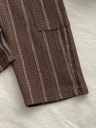 SHEIN Vintaside Kids بناطيل مخطط للأولاد الرضع، متعددة الاستخدامات ومريحة لجميع الفصول، يمكن ارتداؤها مع أي نمط من القمصان