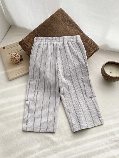 SHEIN Vintaside Kids سراويل مخططة للرضع, مريحة ومتعددة الاستخدامات لجميع الفصول ، مناسبة للتنسيق مع أي قطعة علوية