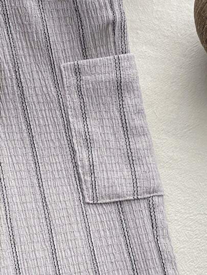 SHEIN Vintaside Kids سراويل مخططة للرضع, مريحة ومتعددة الاستخدامات لجميع الفصول ، مناسبة للتنسيق مع أي قطعة علوية