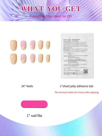 ارتقي بأناقتك مع مجموعة 24 قطعة أظافر مزيفة قصيرة بشكل بيضاوي مع أزهار وألوان ماكرون فرنسية، أظافر أكريليك مزيفة كاملة الملائمة ، تحتوي على 1 قطعة هلامي لاصق و 1 ملف أظافر، مناسبة للنساء والفتيات لاستخدامها في العمل اليومي والدراسة والحفلات