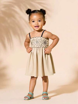 فساتين بيبي فستان حمالة مطرز منسوج للبنات الصغيرات