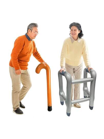 2 قطعة عكازين قابلة للنفخ، هدية نكتة للجبال، ديكور عيد ميلاد المسنين، اكسسوار لحفل التقاعد في عيد الميلاد وعيد الهالوين