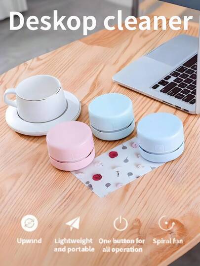 قطعة واحدة مكنسة كهربائية منضدية صغيرة مصنوعة من مادة ABS خفيفة الوزن وقوية، مناسبة للأطفال في المدرسة لامتصاص نشارة الأقلام والممحاة والورق والغبار. مكنسة منضدية للمكتب تعمل بزر واحد (تحتاج إلى تحضير بطاريتين)