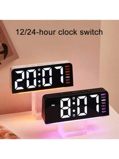 ساعة إنذار LED بطراز رائع مع عرض الوقت والأسبوع، إنذار مزدوج، قابلة للتعديل السطوع - خلفية زرقاء، بلاستيك، تعمل بالطاقة USB، مثالية للنوم، المنزل، المطبخ، مكتب المكتب (لا يشمل المحول/البطارية)، ساعة إنذار غرفة النوم | ساعة إنذار حديثة ديكور المدرسة، هدايا