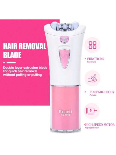Kemei إزالة الشعر الكهربائية لوجه المرأة KEMEI KM-1999 البطاريات الجاف المزيل للشعر للجسم، الإبط، الساقين