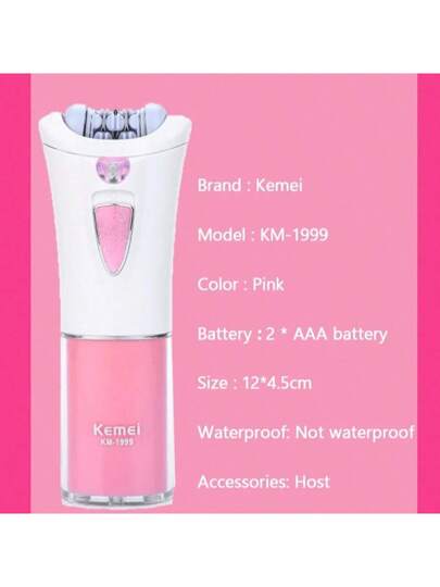 Kemei إزالة الشعر الكهربائية لوجه المرأة KEMEI KM-1999 البطاريات الجاف المزيل للشعر للجسم، الإبط، الساقين