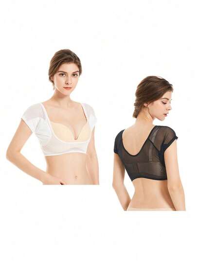 1 قطعة سترة ماصة للعرق تحت الإبط، سترة داخلية مضادة للعرق، سترة تحت الإبط مضادة للعرق، ظهر مضاد للعرق وقابل للغسل للسيدات