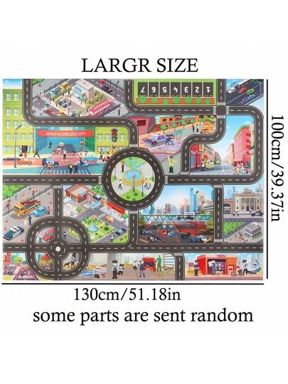 قطعة واحدة من لوحة لعبة المدينة الحديثة الكبيرة الحجم - مقاومة للماء، متينة، ذات موضوع ألعاب X، تصميم خريطة الطرق، متوافقة مع مشاهد متعددة، سهلة التنظيف، مثالية للعب الداخلي والخارجي (هذا المنتج عبارة عن خريطة ، وليس سجادة. المادة هي قماش غير منسوج ، وليس