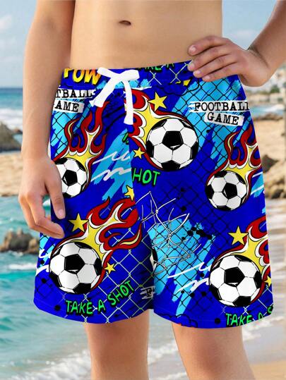 مايوه أولادي شورت صيفي فضفاض مطبوع مناسب للأولاد المراهقين للاستخدام الكاجوال في الصيف على الشاطئ أو للأنشطة الخارجية والسباحة