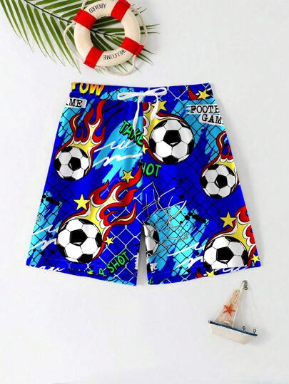 مايوه أولادي شورت صيفي فضفاض مطبوع مناسب للأولاد المراهقين للاستخدام الكاجوال في الصيف على الشاطئ أو للأنشطة الخارجية والسباحة