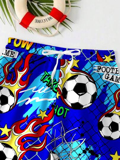 مايوه أولادي شورت صيفي فضفاض مطبوع مناسب للأولاد المراهقين للاستخدام الكاجوال في الصيف على الشاطئ أو للأنشطة الخارجية والسباحة