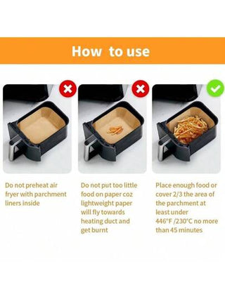 200 قطعة ورق شمع ورقي قابل للتخلص منه مصنوع من لب الخشب لملحقات الشواية الهوائية ، أواني الجبن والبخار قطع اكسسوارات الشواية الهوائية، ورق خبيز للشواية الهوائية