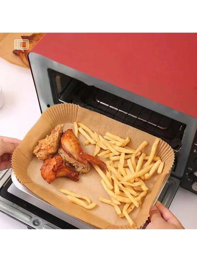 200 قطعة ورق شمع ورقي قابل للتخلص منه مصنوع من لب الخشب لملحقات الشواية الهوائية ، أواني الجبن والبخار قطع اكسسوارات الشواية الهوائية، ورق خبيز للشواية الهوائية