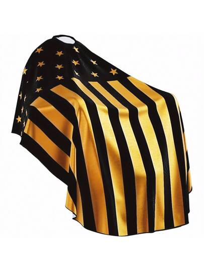 1 رداء حلاق مخطط باللون الذهبي، وشانشال حلاق ذو تصميم ثلاثي الأبعاد، رداء حلاق احترافي للقص، بياقة مرنة قابلة للتعديل، بجودة صالون