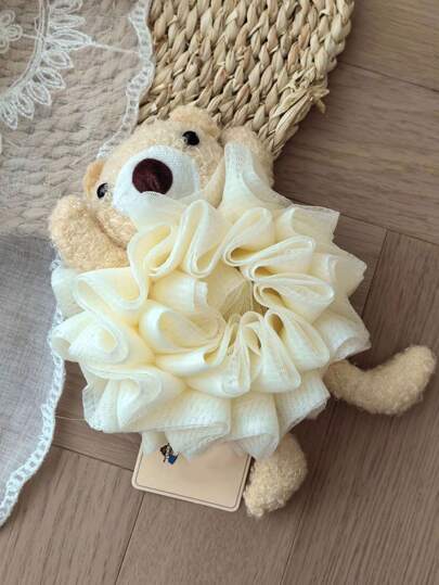 زغب حمام حملة صغير مرتحل بدمية الدب اليدوي المصنوع بالكروشيه، بفالوف استحمام طفل كرتوني، اكسسوارات استحمام للرضع قطعة واحدة