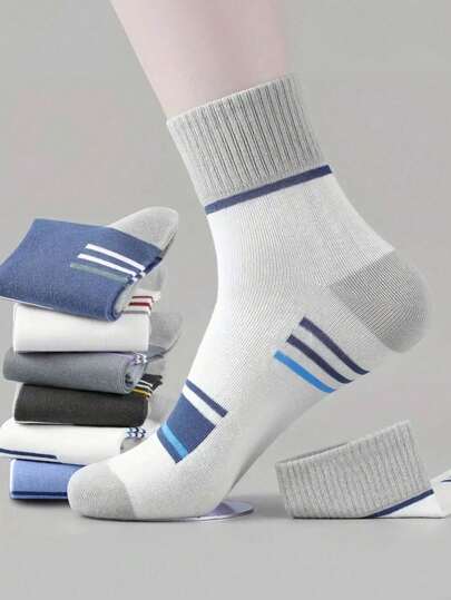 5 أزواج من الجوارب متوسطة الطول للرجال، مضادة للروائح، تمتص الرطوبة، قابلة للتنفس وناعمة للاستخدام اليومي والأنشطة الخارجية، أحادية اللون، صناعة قماش محبوك