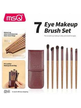 مجموعة فرش مكياج خصائص اصطناعية MSQ من 7 قطع، تشمل فرشاة خلط الظلال، لأدوات مكياج الوجه والعيون، مجموعة فرش الماكياج، فرشاة أساس، فرشاة ظلال العيون، فرشاة آيلاينر، فرشاة سفر للماكياج