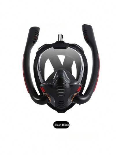 قناع غوص وتنفس برباط مزدوج مهني بتكنولوجيا جديدة للتنفس بزاوية 180 درجة، قناع غوص شفاف مانع للضباب للكبار، نظام سطح جاف، معدات غوص وتنفس كاملة للكبار، قناع مع دعامة كاميرا قابلة للفصل