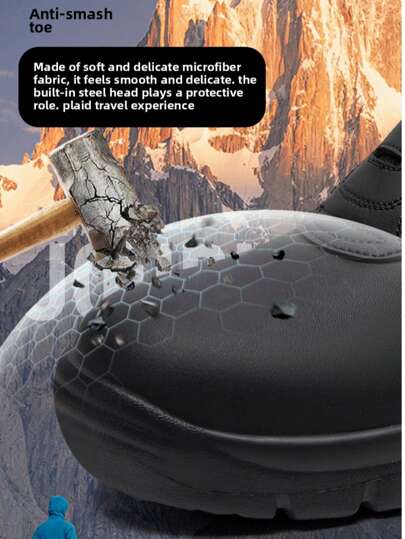 أحذية السلامة للرجال للعمل، مقاومة للثقب والصدمات بطانة من الصلب، تنفس، خفيفة الوزن، أحذية واقية لمواقع البناء
