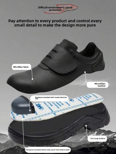 أحذية السلامة للرجال للعمل، مقاومة للثقب والصدمات بطانة من الصلب، تنفس، خفيفة الوزن، أحذية واقية لمواقع البناء