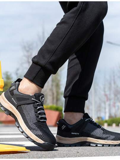 زوج واحد من أحذية السلامة ذات أطراف فولاذية للصيف ، خفيفة الوزن ومريحة مضادة للانزلاق وقوية ، أحذية رياضية للسلامة مضادة للثقب والصدمات ، مناسبة للمواقع الإنشائية والبستنة والمستودعات والإصلاحات اليومية