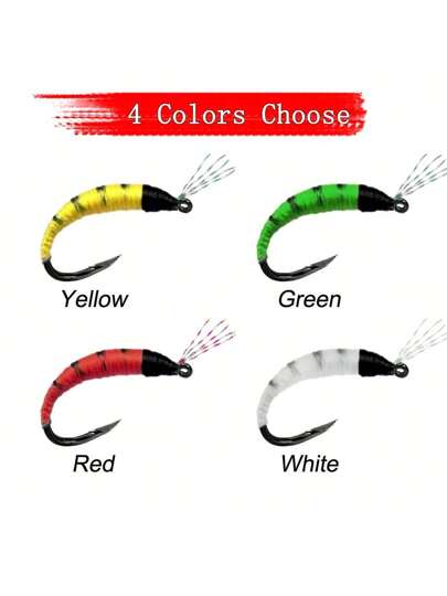 5/10 حبة/علبة ديدان شرانق ذبابات ملونة نمف طعم صيد سمك السلمون والبلوط والقاقد ذات نمط #6