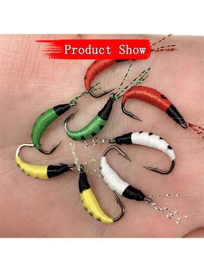 5/10 حبة/علبة ديدان شرانق ذبابات ملونة نمف طعم صيد سمك السلمون والبلوط والقاقد ذات نمط #6