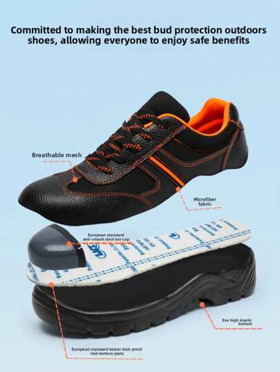 أحذية أمان للرجال, مقاومة للثقب, طرف حذاء من الصلب مضاد للصدمات, خفيفة الوزن وقابلة للتنفس, أحذية أمان واقية للمواقع الإنشائية