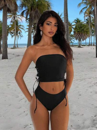 طقم تانكيني حريمي EgrlEra مجموعة تانكيني مع تصميم شريطي متقاطع مناسب للبحر والعطلات للنساء
