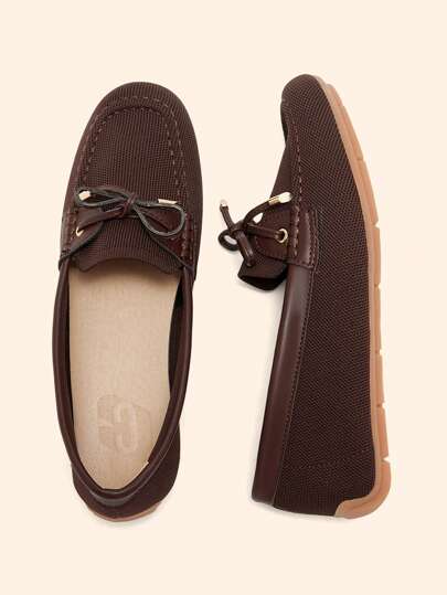 CUCCOO BASICS أحذية نسائية أنيقة لون القهوة ذات فيونكة مريحة مصنوعة من قماش، مناسبة للقيادة والتنقل والتسوق وفي مناسبات متعددة