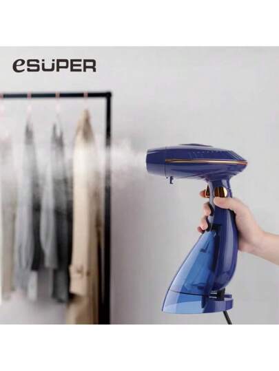 ESUPER ESUPER بخاخة يدوية محمولة قابلة للطي وكي - ماكينة كي وبخار بقوة 1500 واط مع خزانين منفصلين بسعة 288 مل + 168 مل ، سخان سريع ب- 30 ثانية ، تصميم صغير متنقل للاستخدام المنزلي ، المكتب ، الملابس والأقمشة