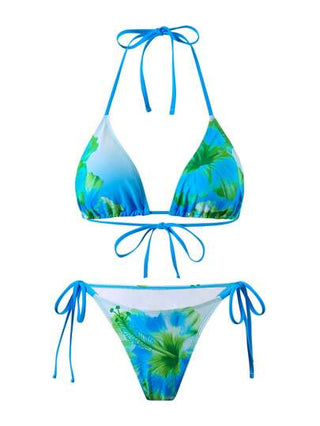 Swim Oasis 3 قطع/مجموعة ملابس شاطئ صيفية للنساء، ملابس سباحة مطبوعة بنقشات الأزهار مع حمالات ثلاثية القطع وغطاء شبكي متعقد للشاطئ، بأسلوب بوهيمي للعطلات
