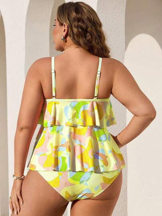 Swim Lushoire بيكيني بنمط هندسي للنساء متناسق الحجم للعطلة والاسترخاء