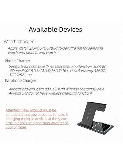 محطة شحن لاسلكية 3 في 1، شاحن ماك سيف سريع مقاس 15 واط، مناسب ومتوافق مع هواتف آيفون 16 و15 و14 و13 و12 و11 و X و8 برو ماكس/برو/ميني/بلس، متوافق مع ساعة آبل أولترا 9/8 7/6/5/4/3/2، و جهاز إيربود 4/3/2/برو، متوافق مع آيفون 16 و15 و14 و13 و12 و11 و X و8 برو