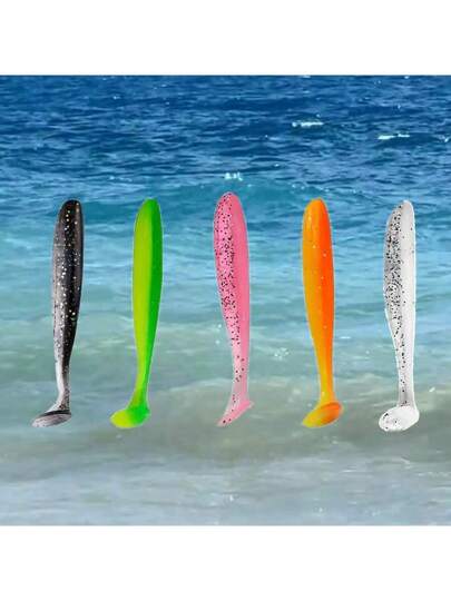 100 قطعة طُعم طري بذيل على شكل T للصيد في المياه المالحة والعذبة وصيد السمك, طعوم صيد مصممة بواقعية للمحاكاة