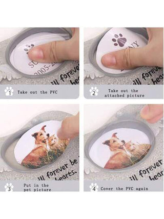 حجر تذكاري لقطة ملاك مصنوع من الراتنج - هدية فقدان الأليف مصنوعة يدويًا مع لوحة اسم شخصية ، تذكار قبر جداري مؤثر في الحديقة تكريمًا للقطط المحبوبة المتوفية