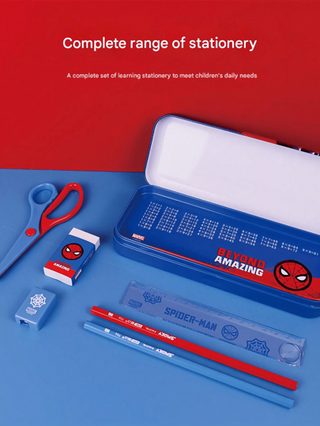 أدوات مكتبية ومدرسية Disney 1 علبة هدايا مجموعة أدوات القرطاسية شخصية ميكي ماوس وسبايدر مان، مجموعة أدوات رسم عالية القيمة، جائزة مجموعة طلاب العودة إلى المدرسة، نقاط استرداد المكافآت، هدية روضة الأطفال ،هدية ذكرى عيد الميلاد