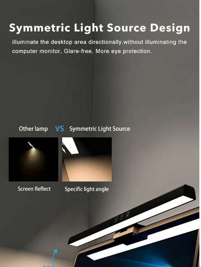 Wisciton شريط إضاءة لشاشة الكمبيوتر بمقاس 33/50 سم، شريط إضاءة شاشة بتحكم لمسي قابل للتعتيم والتوقيت، مناسب للمكتب والمنزل والألعاب، إنارة الحماية للعين بتثبيت على الشاشة