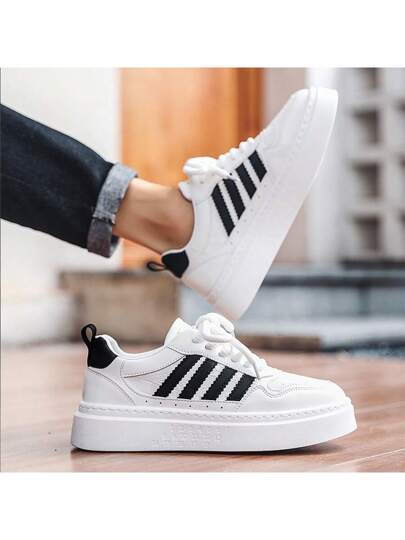 أحذية رياضية كاجوال سميكة الأرضية للرجال، مانعة للانزلاق، مقاومة للتآكل، زيادة الارتفاع، تصميم متميز