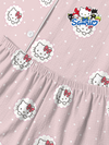 Sanrio مجموعة بيجامات للنساء بتصميم هيلو كيتي، تشمل ملابس علوية ذات أكمام قصيرة وشورت، مطبوع عليها رسوم كرتونية، مريحة ودافئة، مناسبة لجميع الفصول