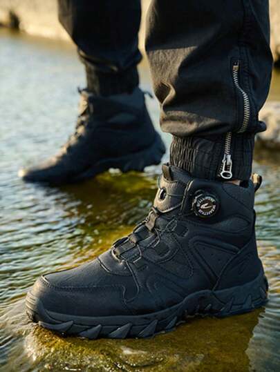 أحذية أمان العمل للرجال مع إبزيم دوار ، مقاومة للطعن ، رأس حذاء فولاذي مضاد للكسر ، قابل للتنفس ، خفيف الوزن ، مناسب لمواقع البناء ، أحذية واقية