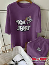 DAZY TOM AND JERRY X DAZY طقم بيجامة شورت فضفاض بنمط طباعة حرف كاجوال