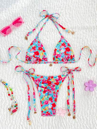 Swim Vcay بيكيني مكون من قطعتين للنساء، بتصميم عنق مرتفع وربطة خلفية، ملابس شاطئ وعطلة
