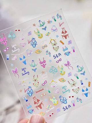 1 قطعة ملصقات إكسسوارات جذابة لتزيين الأظافر، لاصقة ذاتية للأزياء الصيفية، مناسبة لاكسسوارات فن الأظافر DIY الجميلة، تصميم وتزيين الأظافر