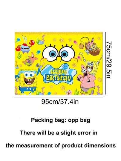 SPONGEBOB لافتة عيد ميلاد كرتونية لسبونجبوب ريبع البنطال، خلفية قماشية للديكور في حفلات عيد الميلاد