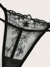 Opulent Queen مجموعة ملابس داخلية للنساء مكونة من 2 قطعة، تصميم مثير وساحر، رومانسي بطرز يدوي، كأس 3/4 مع شريط تحت ،لون أسود، للارتداء اليومي والحفلات