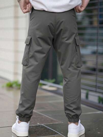 Manfinity LEGND بناطيل كارجو رياضية للرجال بخصر مرن ، بخصر واسع وسحاب