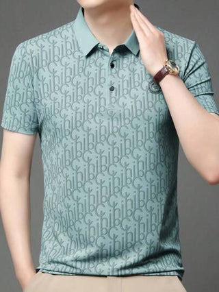 قميص بولو رجالي بنقشة الطبقات مع طباعة حرفية، قميص كاجوال خفيف للشتاء