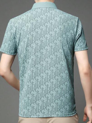 قميص بولو رجالي بنقشة الطبقات مع طباعة حرفية، قميص كاجوال خفيف للشتاء