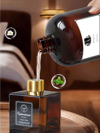 500 مل زيت أساسي مركز للتعبئة (تركيز 28٪ وهو أعلى من معظم المنتجات السوقية من 4-6٪)، مناسب لأجهزة التفتيت فوق الصوتية، ومشتتات الخيزران، والمشتتات الأمنة من لهب، وعصي الخيزران عالية الجودة للفنادق، وعطر طويل الأمد - مناسب للمنزل والغرفة والصالة...